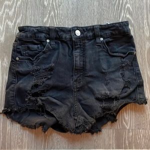 Eunina black high rise cut off shorts, size Small
